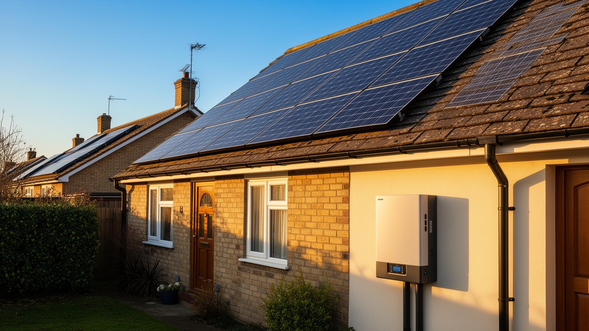 Solar PV panels and battery storage installed on a UK home